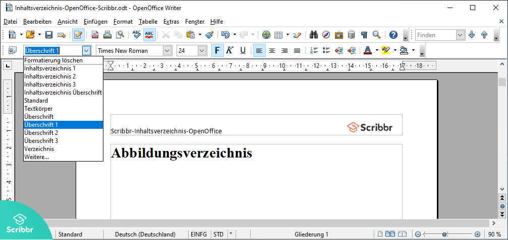 Inhaltsverzeichnis-OpenOffice-Formatvorlage-Scribbr